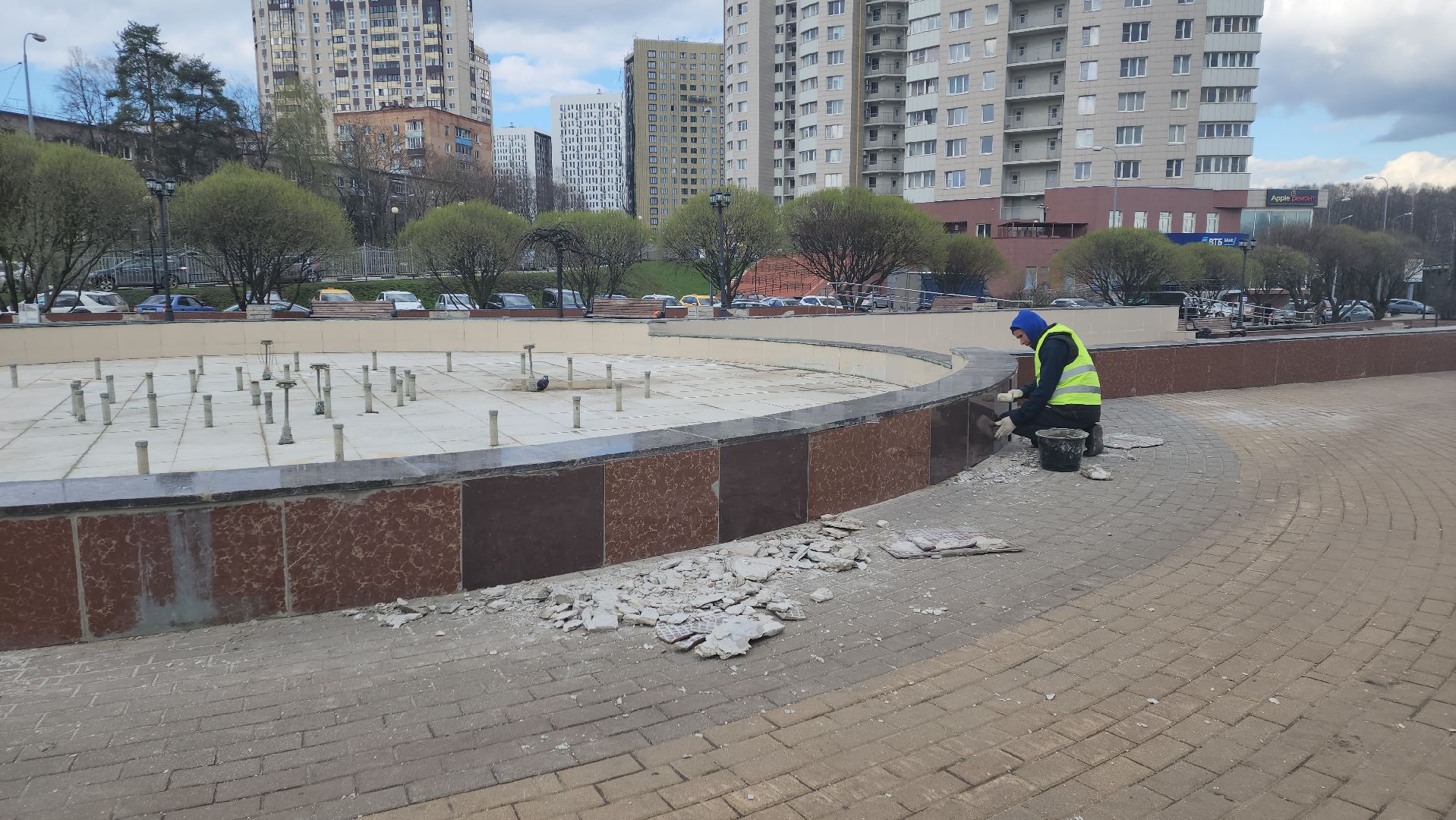 пушкино, ремонт, мемориал, плитка, восстановительные работы,