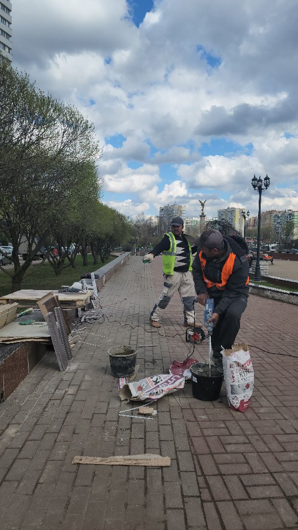 пушкино, ремонт, мемориал, плитка, восстановительные работы,