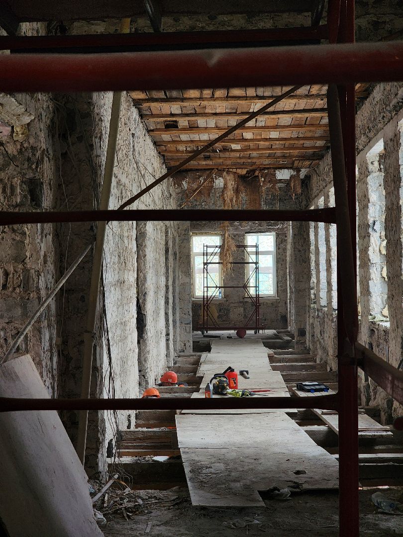 Дубна, Школа 1, Капремонт, Строительство, Монтаж перекрытий,