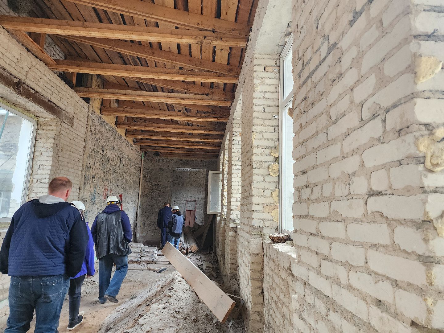 Дубна, Школа 1, Капремонт, Строительство, Монтаж перекрытий,