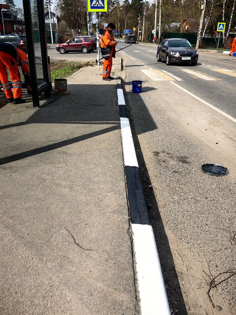 остановочные павильоны, покраска, бордюры, лавочки, благоустойство,