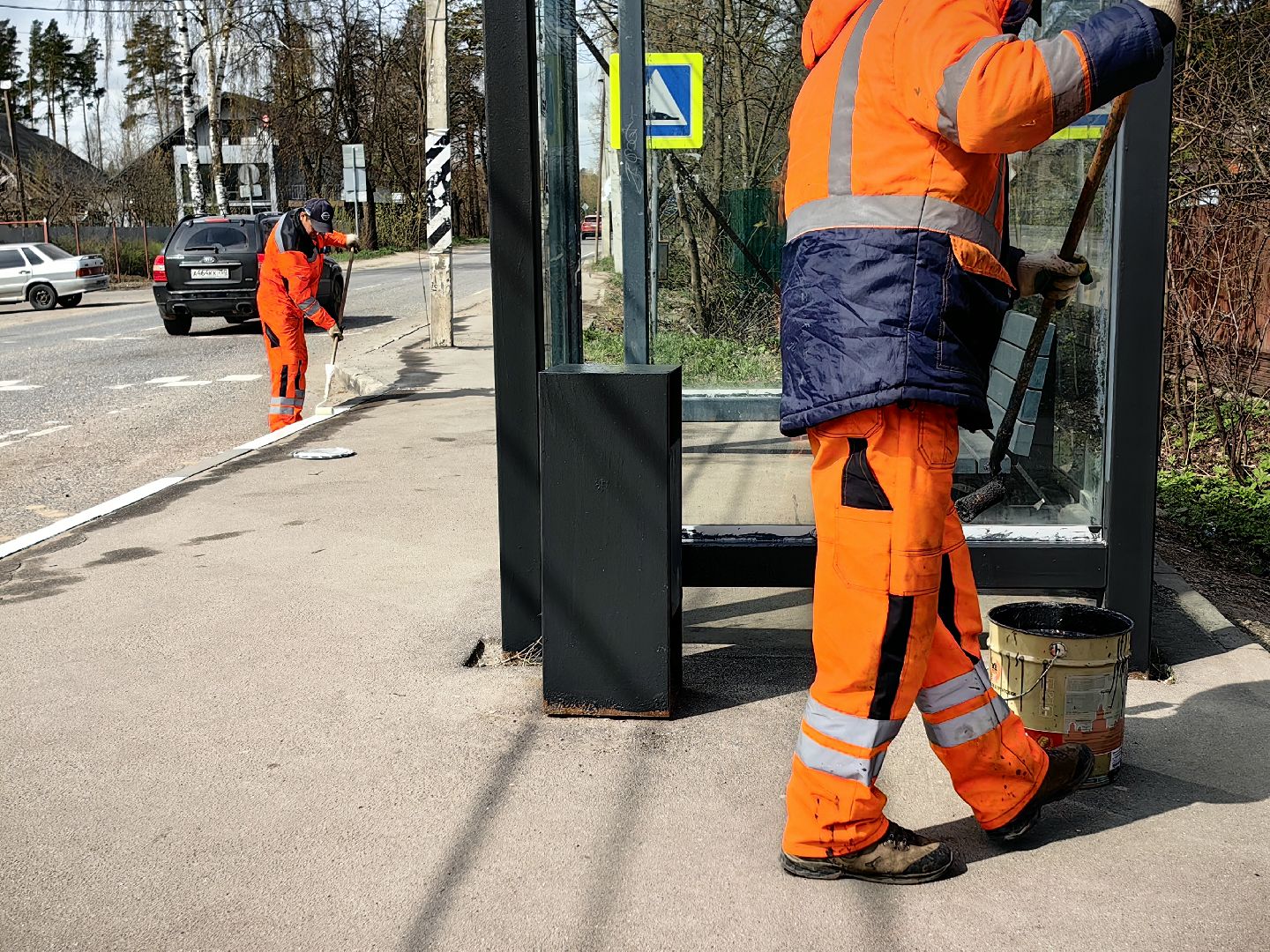 остановочные павильоны, покраска, бордюры, лавочки, благоустойство,