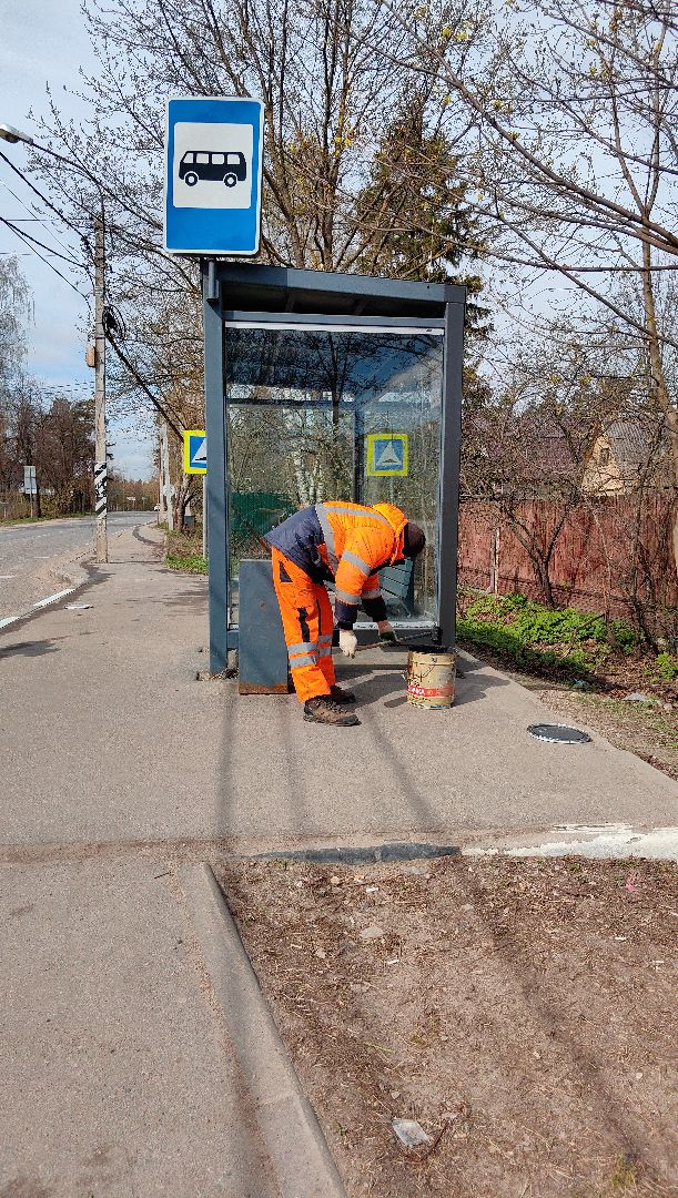 остановочные павильоны, покраска, бордюры, лавочки, благоустойство,