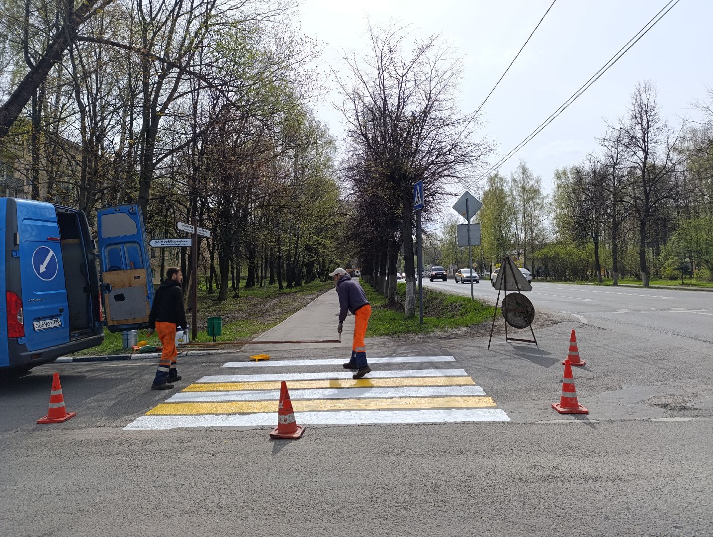Бронницы, Благоустройство, Покраска пешеходных переходов, Обновление разметки,
