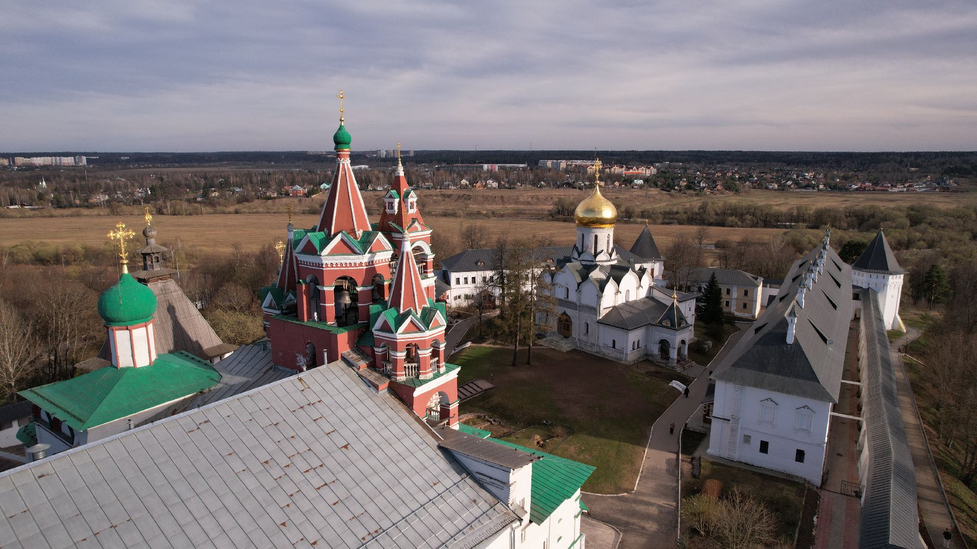 видео с коптера, монастырь, звенигород,