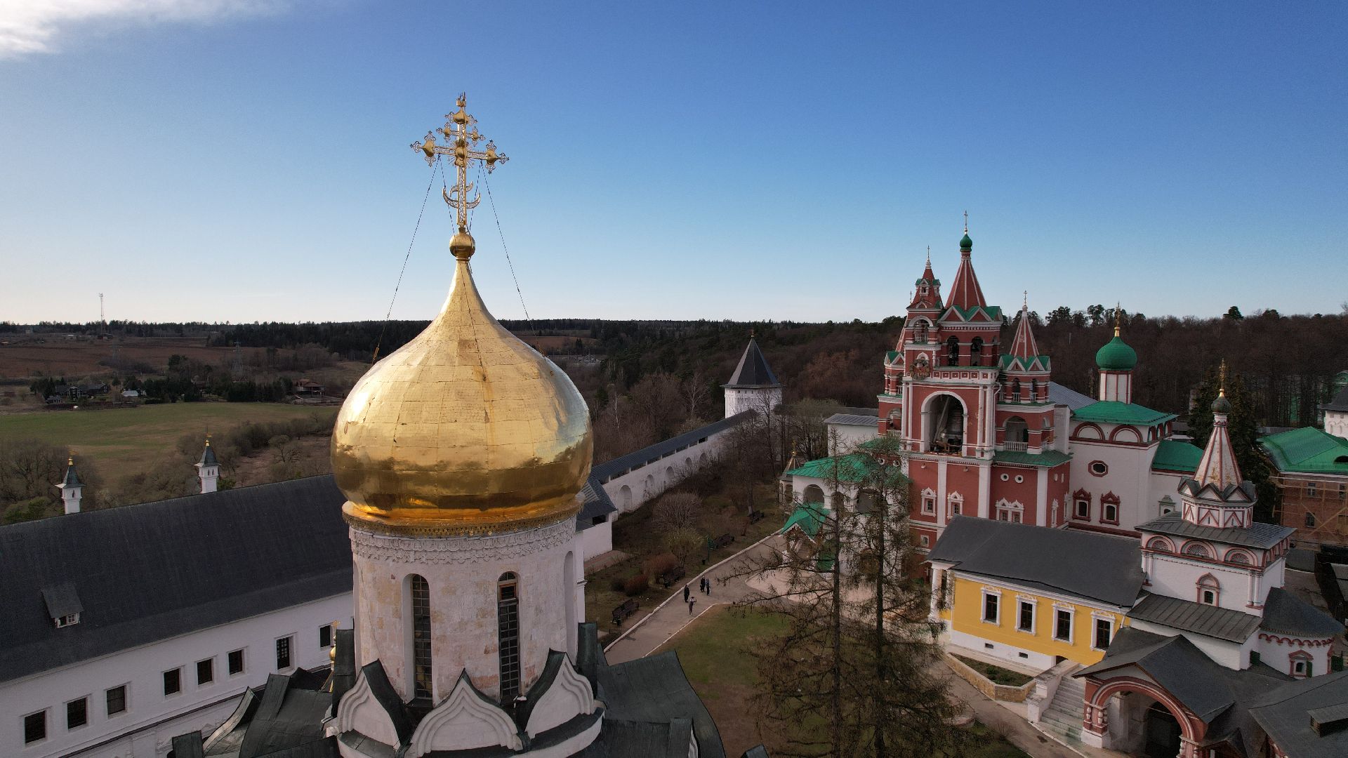 видео с коптера, монастырь, звенигород,