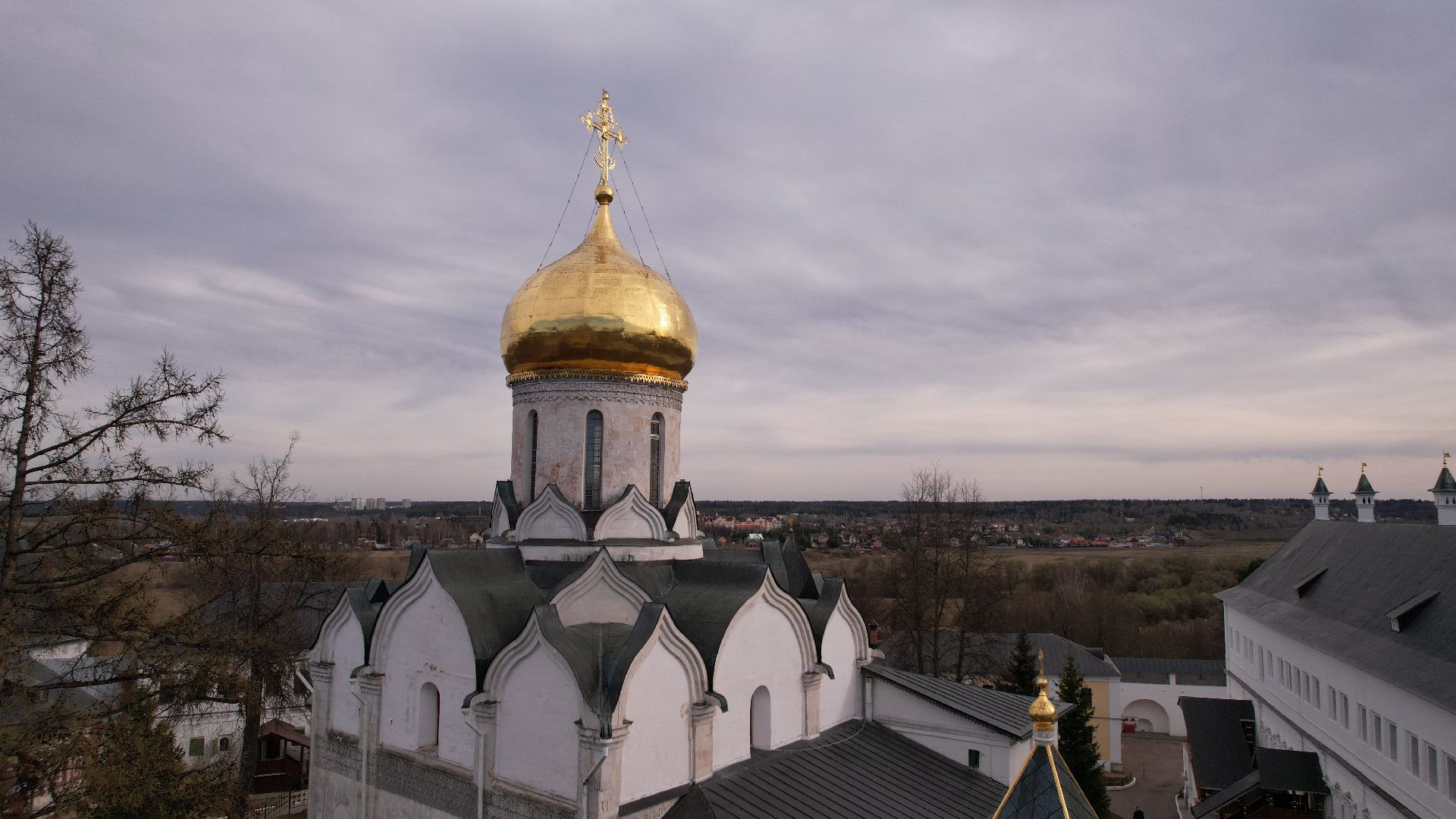 видео с коптера, монастырь, звенигород,