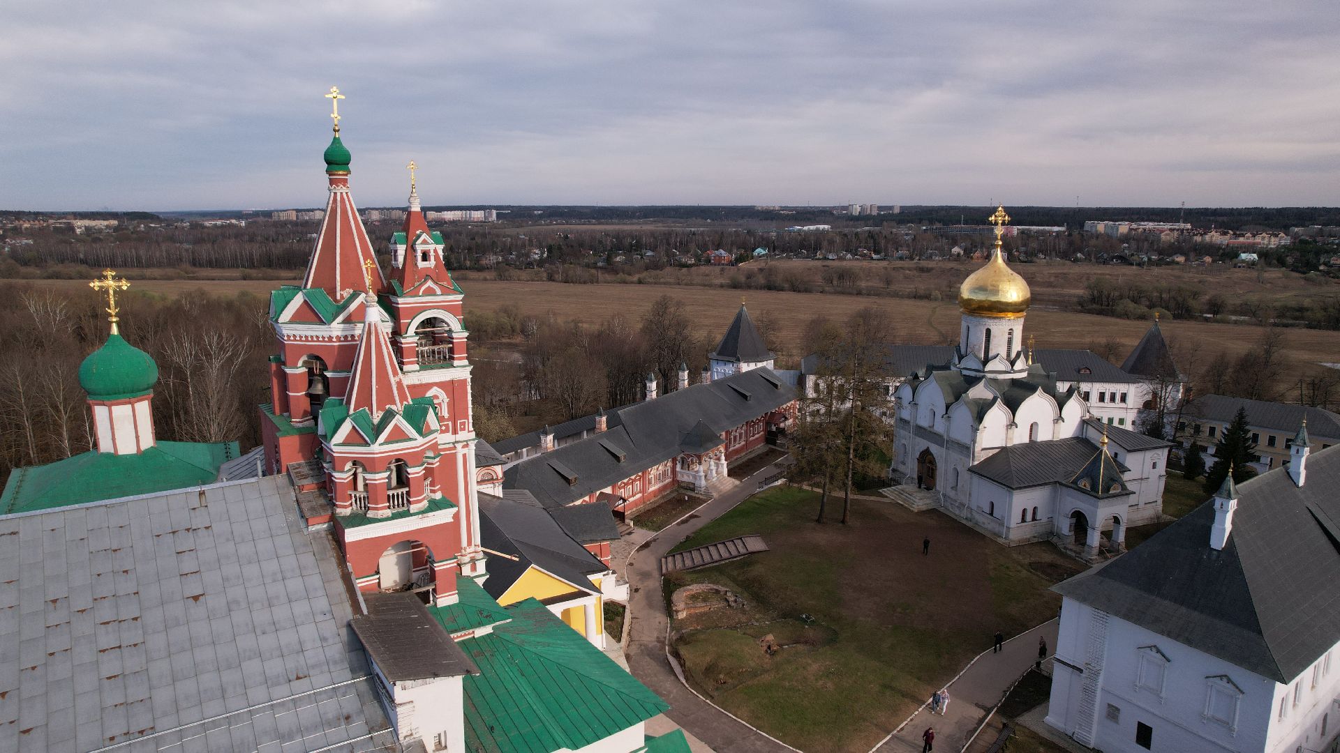 видео с коптера, монастырь, звенигород,