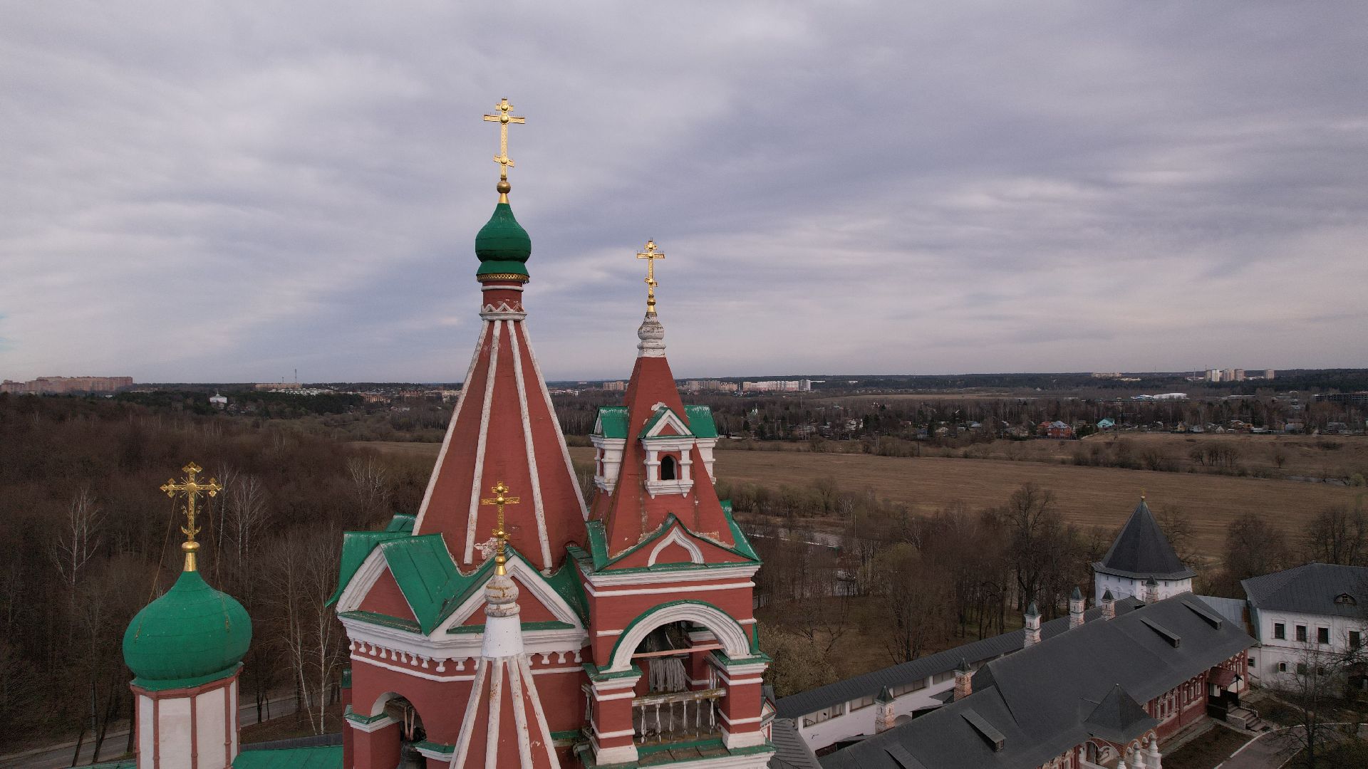 видео с коптера, монастырь, звенигород,