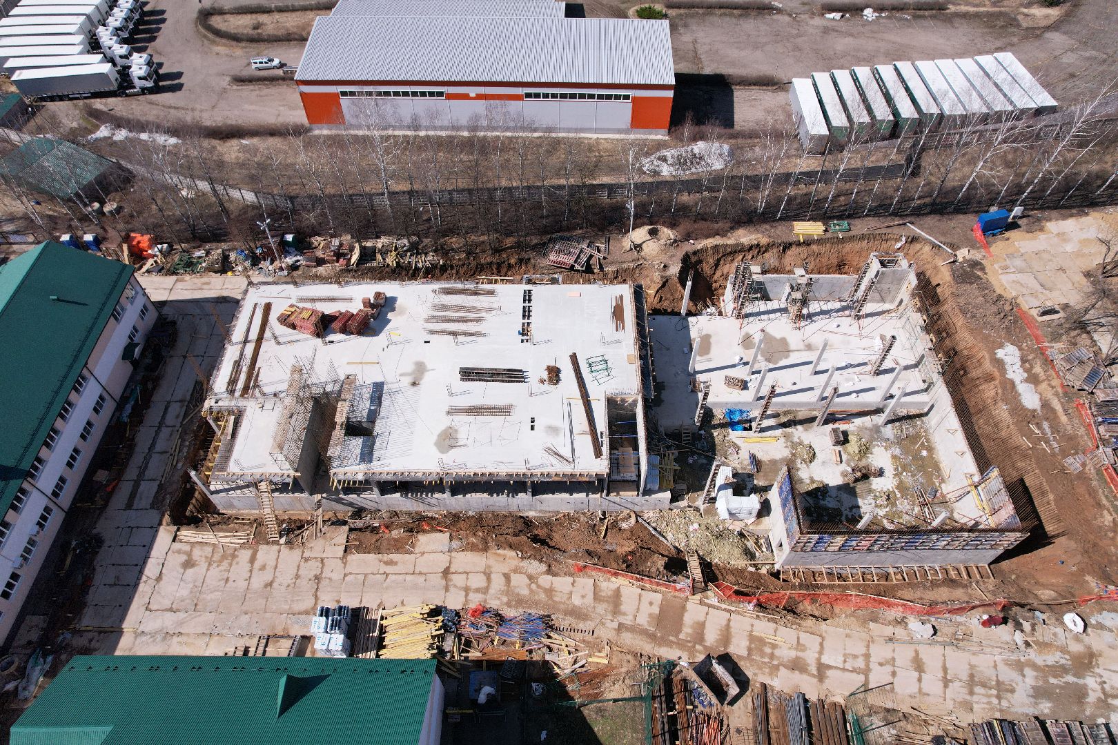 видео с коптера, школа, истра, пристройка,