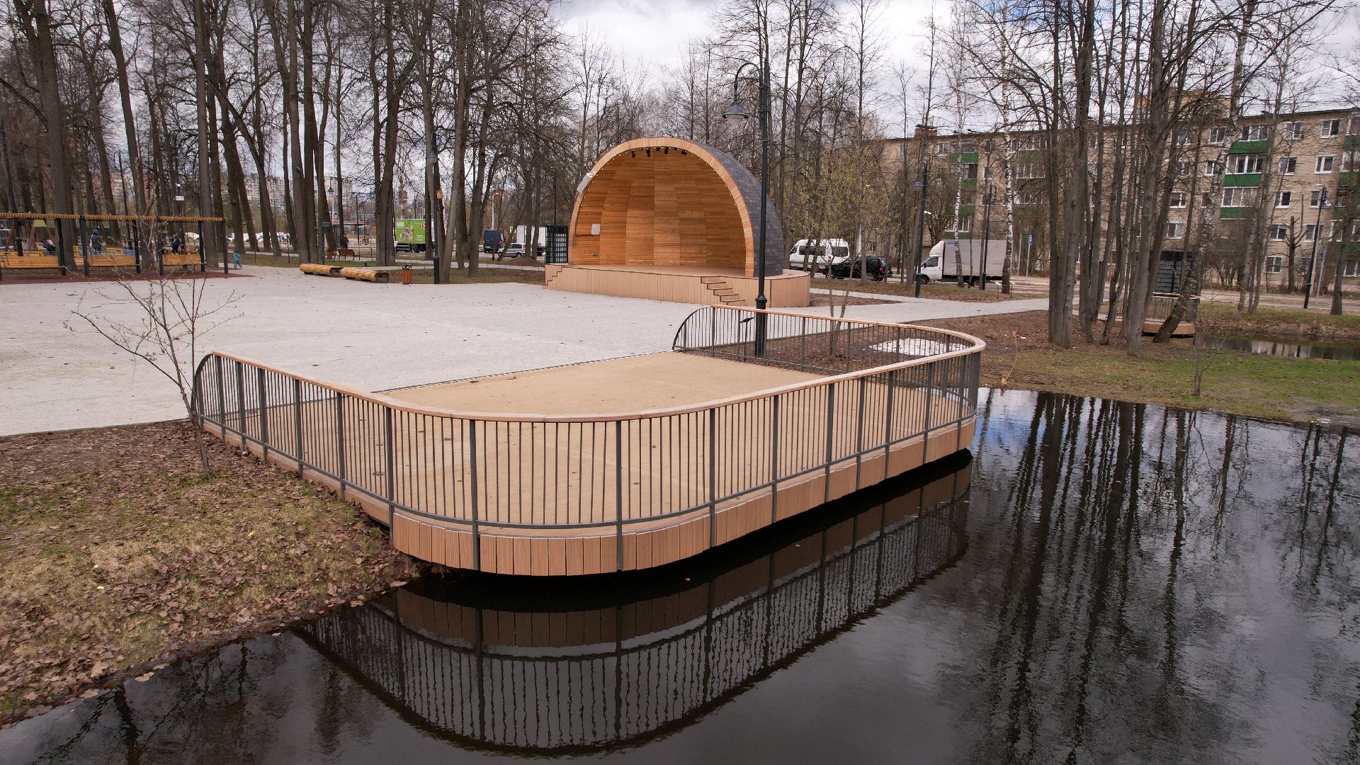 видео с коптера, парк, лобня, киово,