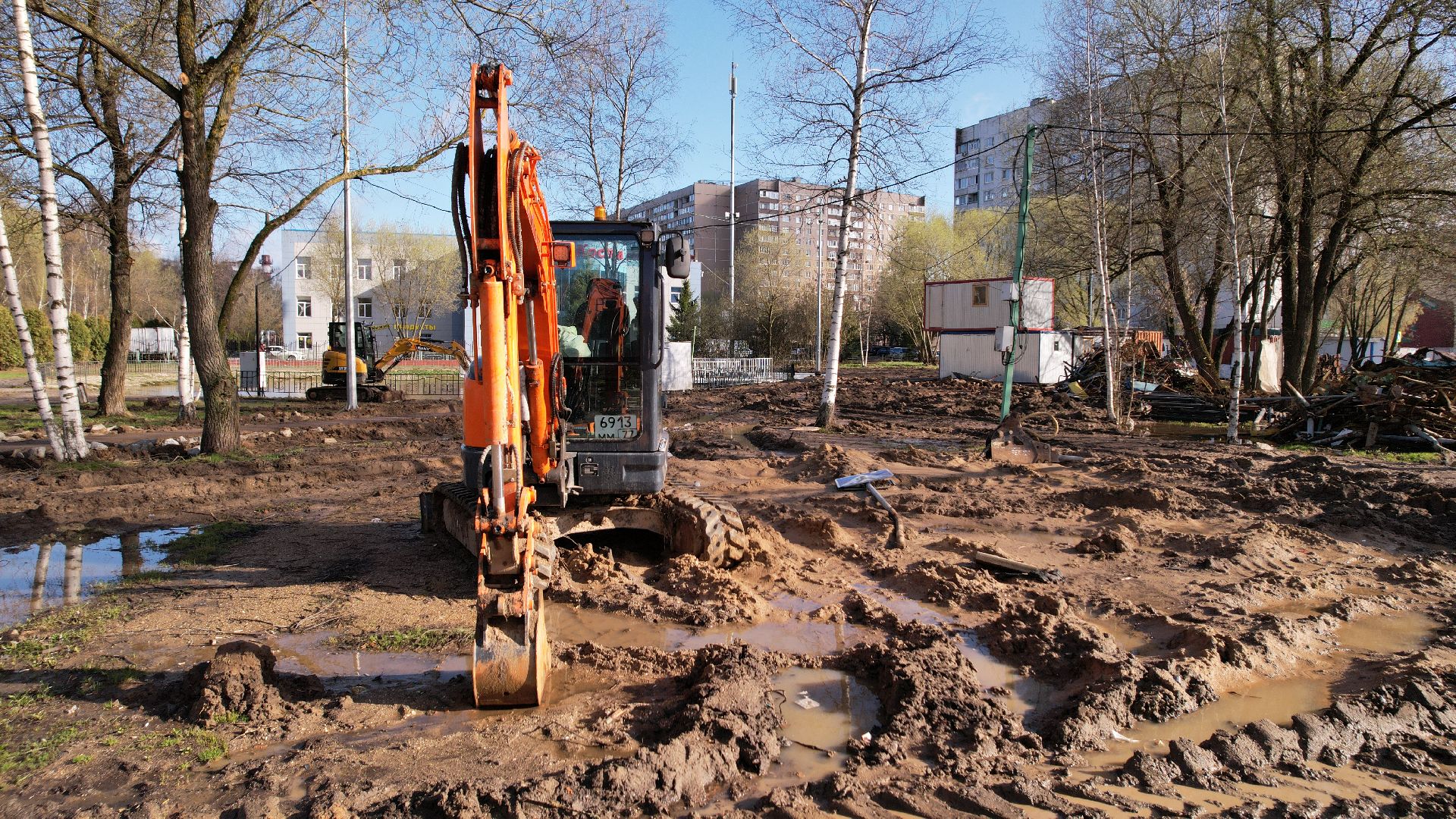 видео с коптера, лобня, парк,
