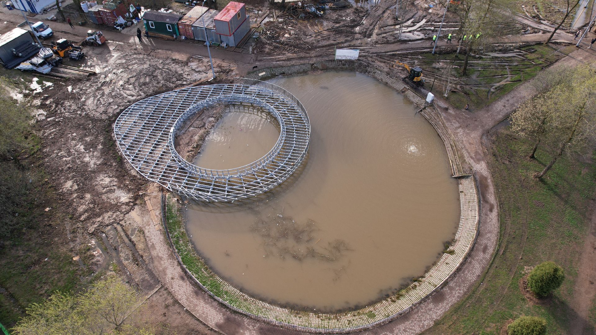 видео с коптера, лобня, парк,