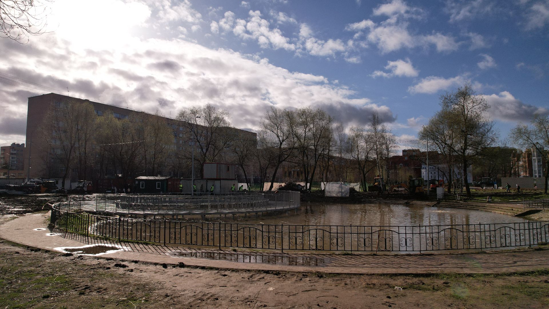 видео с коптера, лобня, парк,