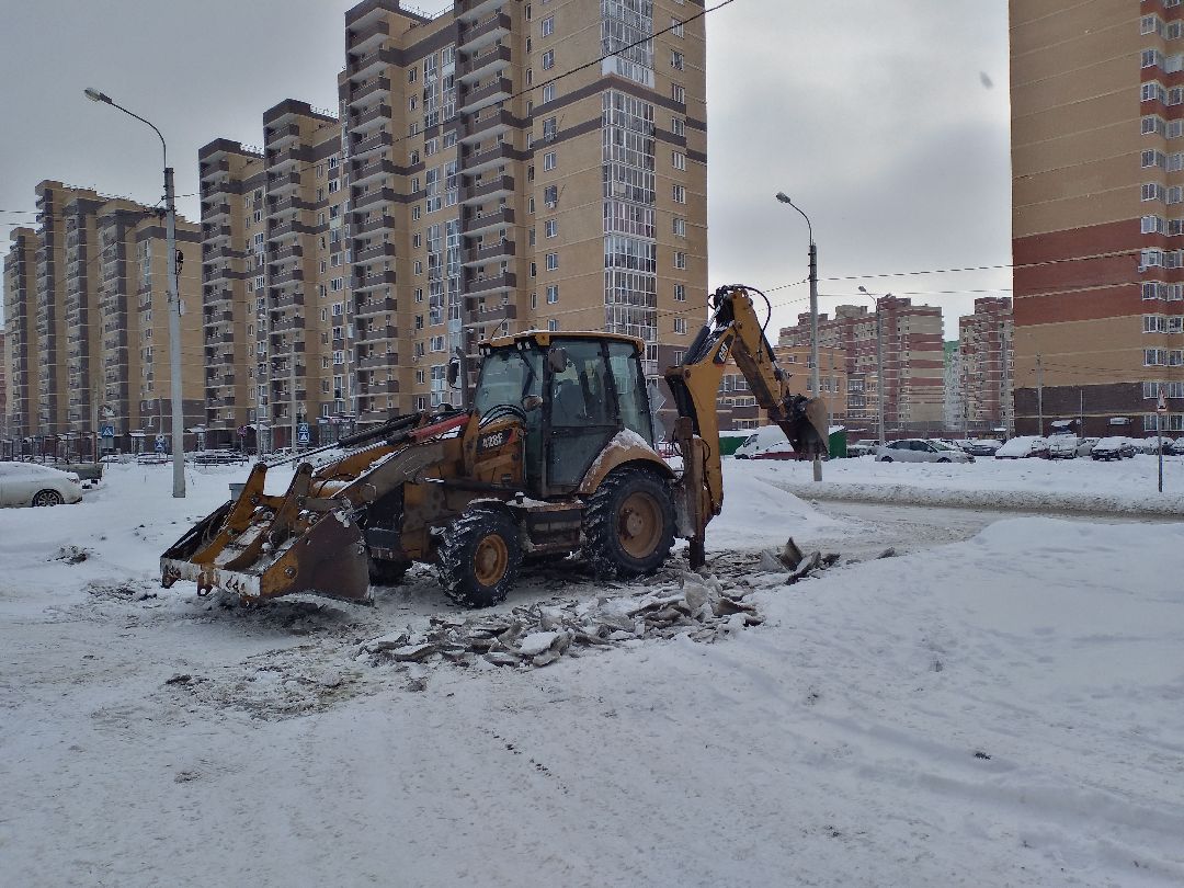 благоустройство, двор, снег, Лосино-Петровский, коммунальщики