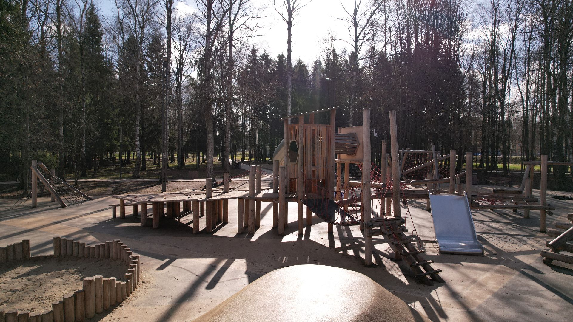 видео с коптера, лобня, парк,