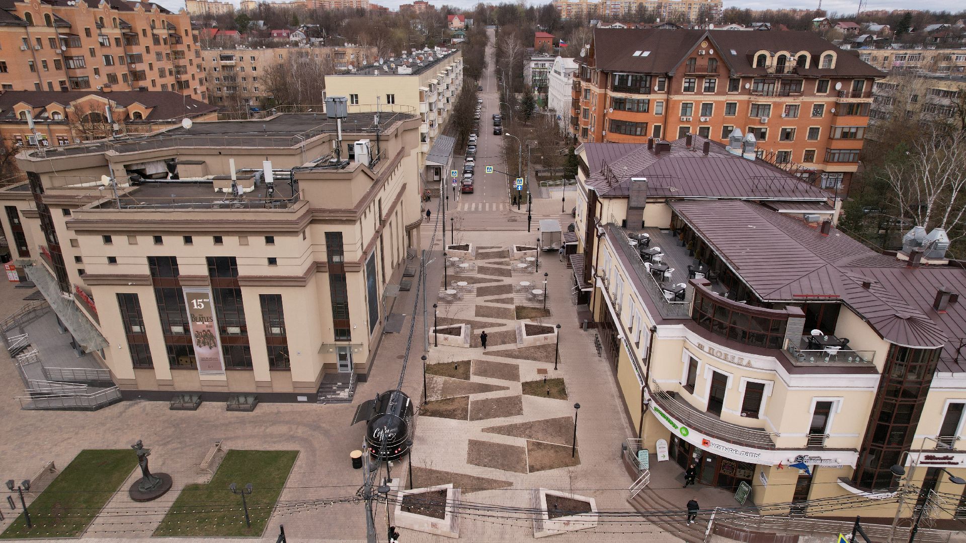видео с коптера, звенигород, благоустройство,