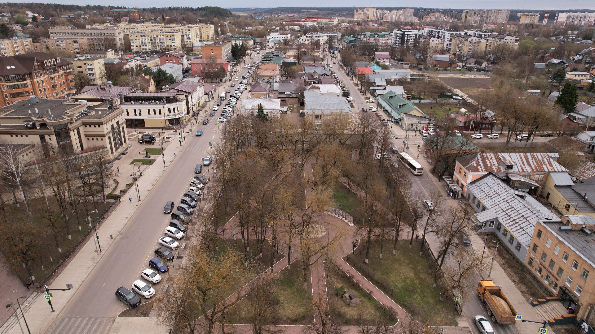 видео с коптера, звенигород, благоустройство,