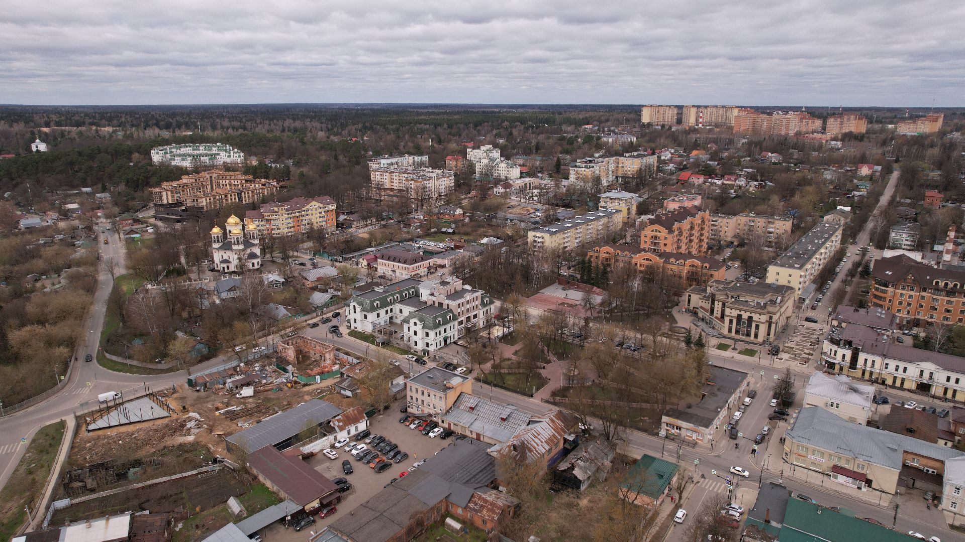 видео с коптера, звенигород, благоустройство,