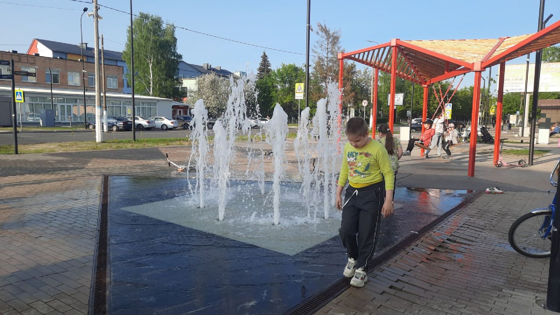 пуск фонтанов, шатура, парк, фонтаны,