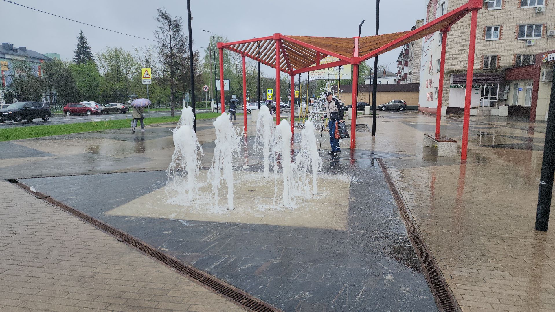 пуск фонтанов, шатура, парк, фонтаны,