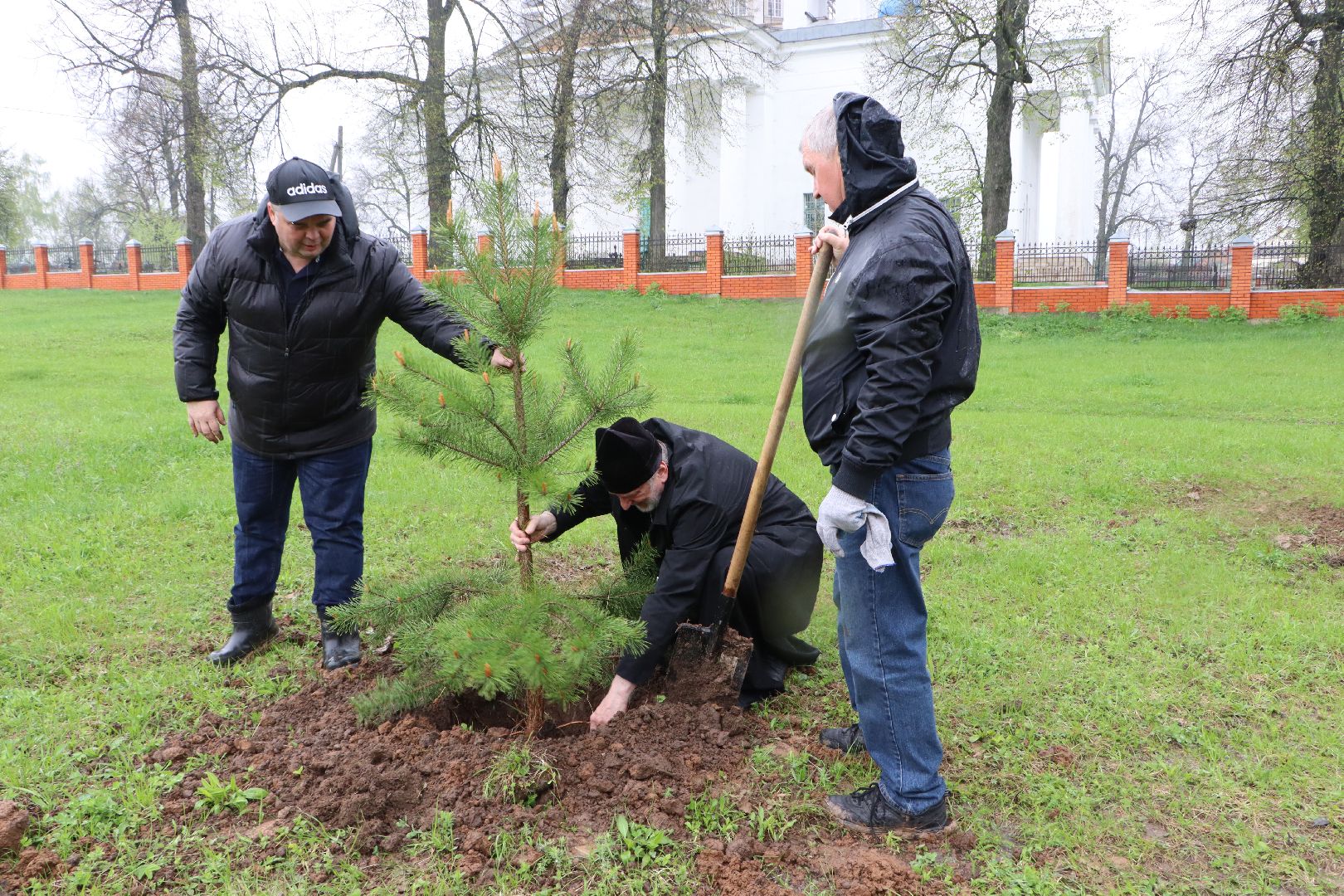 Серебряные Пруды, сквер к 100-летию Серебряно-Прудского района, сосны, посадка деревьев, день добрых дел, общеобластной субботник,