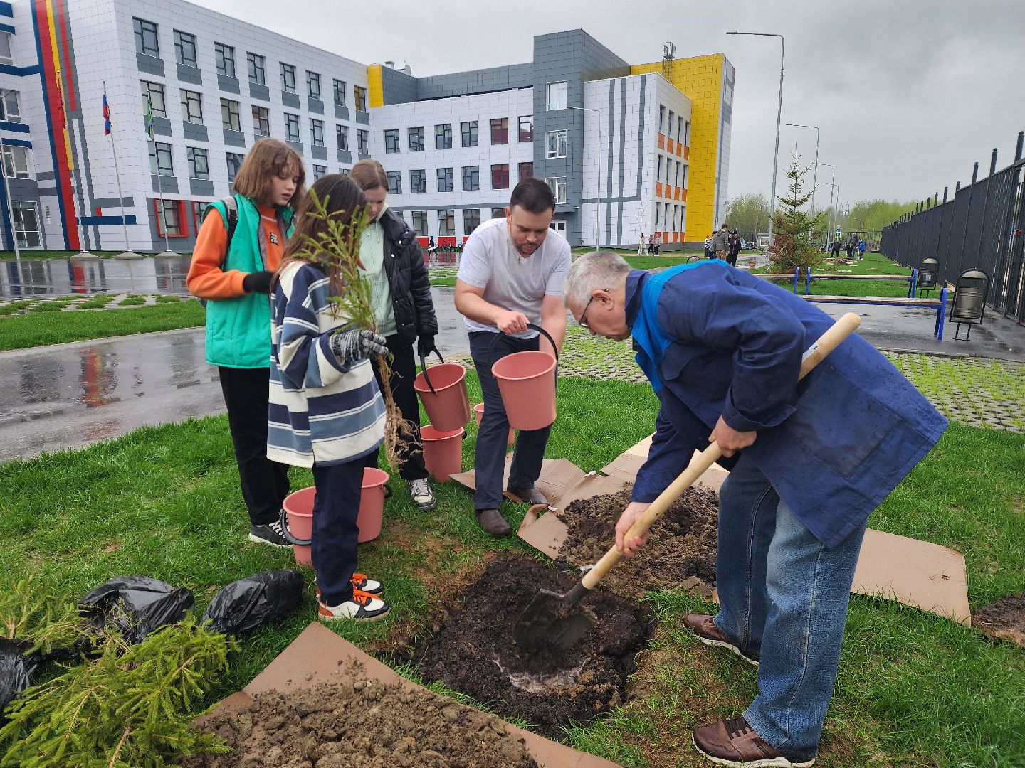 день добрых дел, шатура, лицей перспектива, елки, высадка деревьев, областная акция,