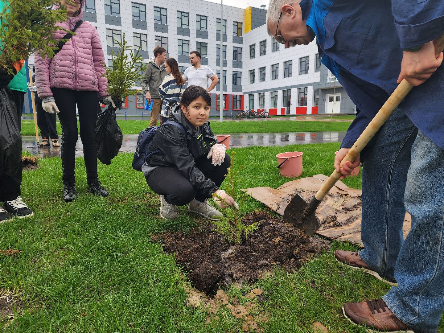 день добрых дел, шатура, лицей перспектива, елки, высадка деревьев, областная акция,