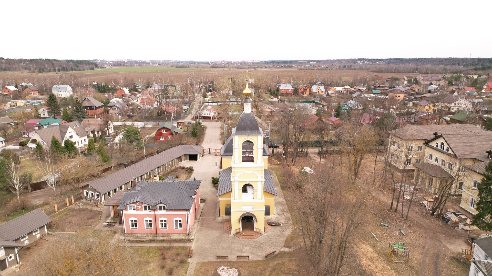 Звенигород, видео с коптера, храм,