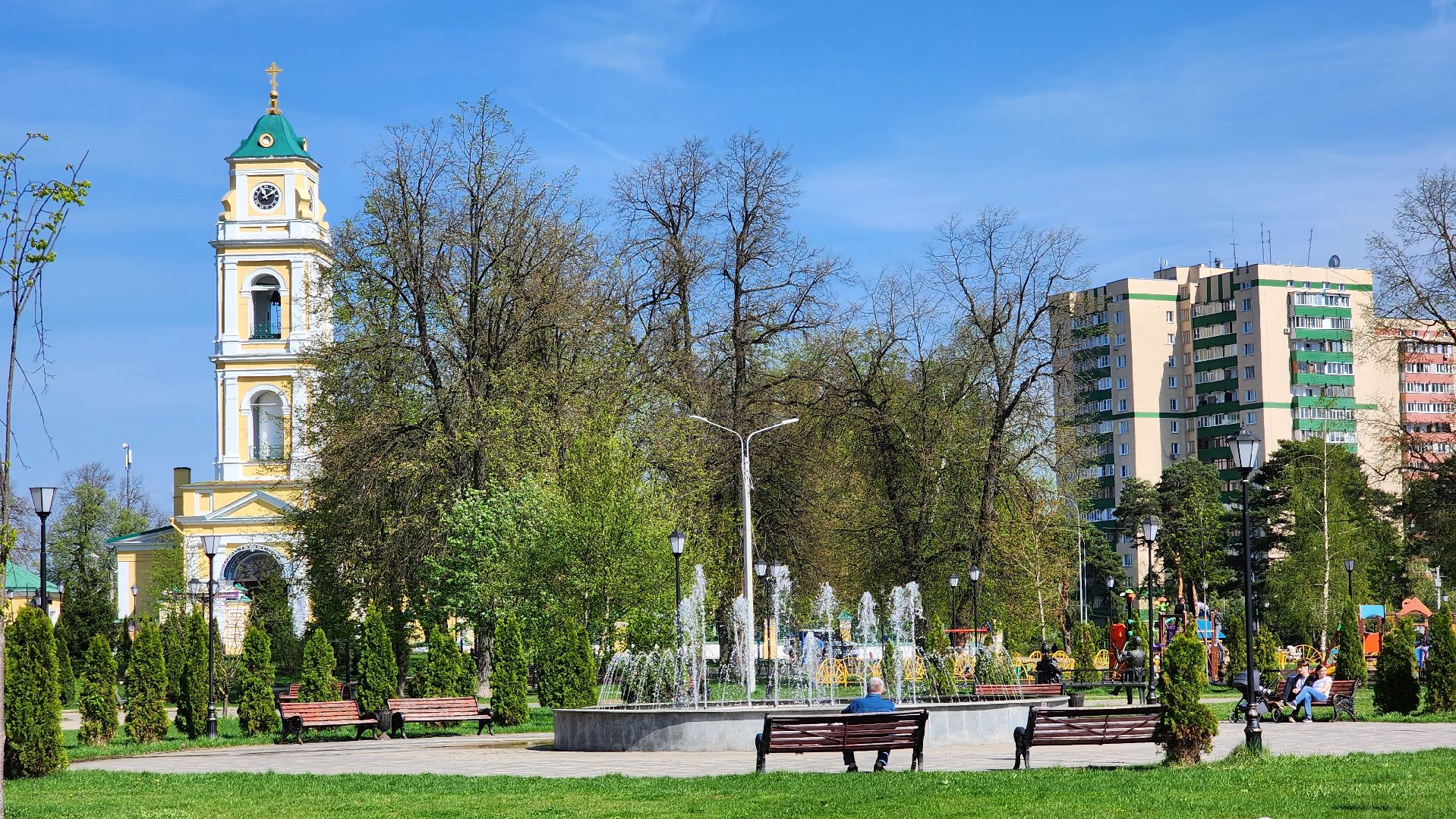 парк, фонтаны, Лосино-Петровский, сезон фонтанов,