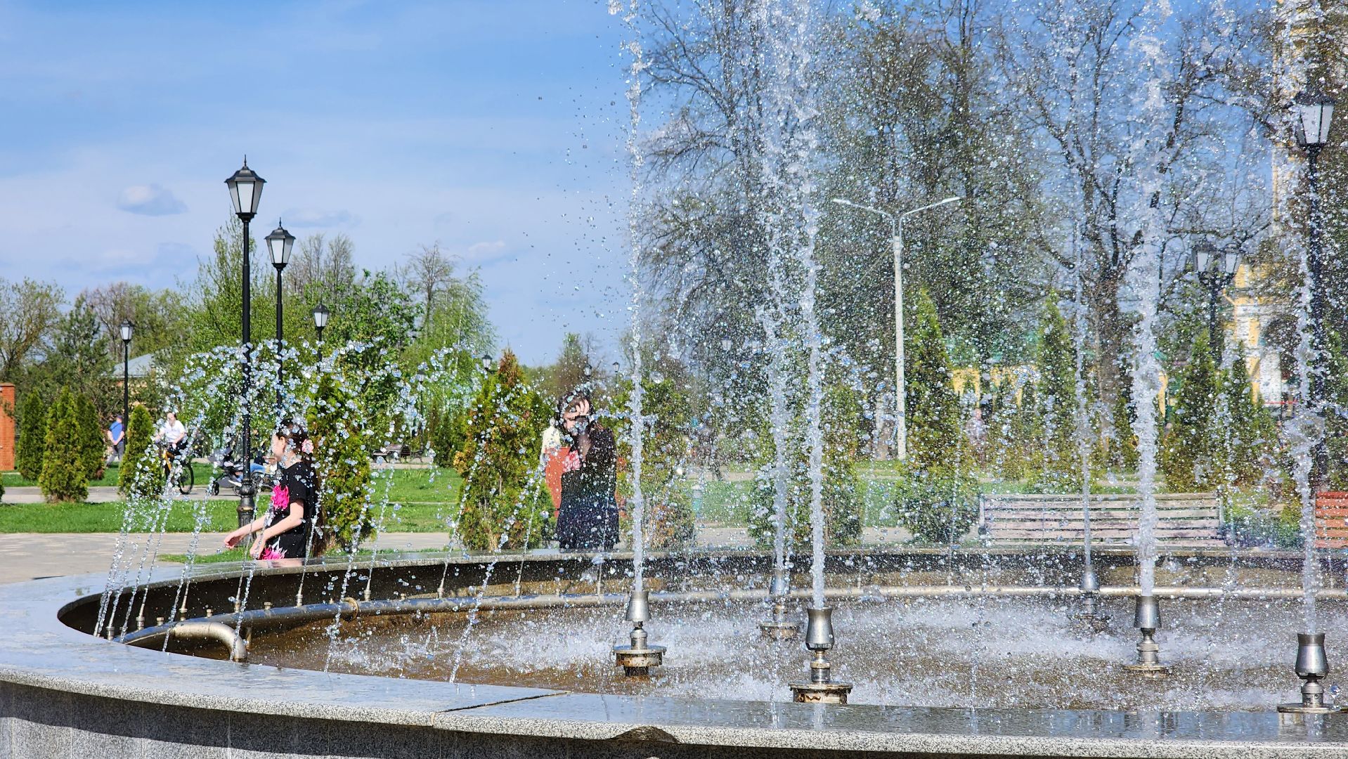 парк, фонтаны, Лосино-Петровский, сезон фонтанов,