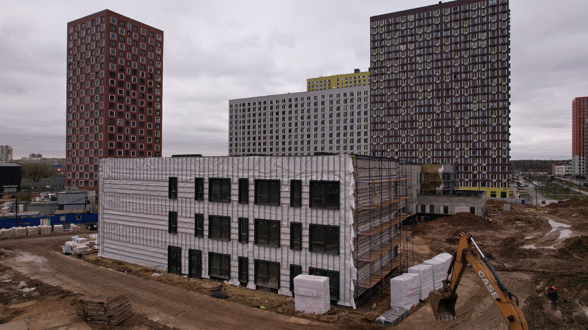 видео с коптера, строительство, детский сад, балашиха,