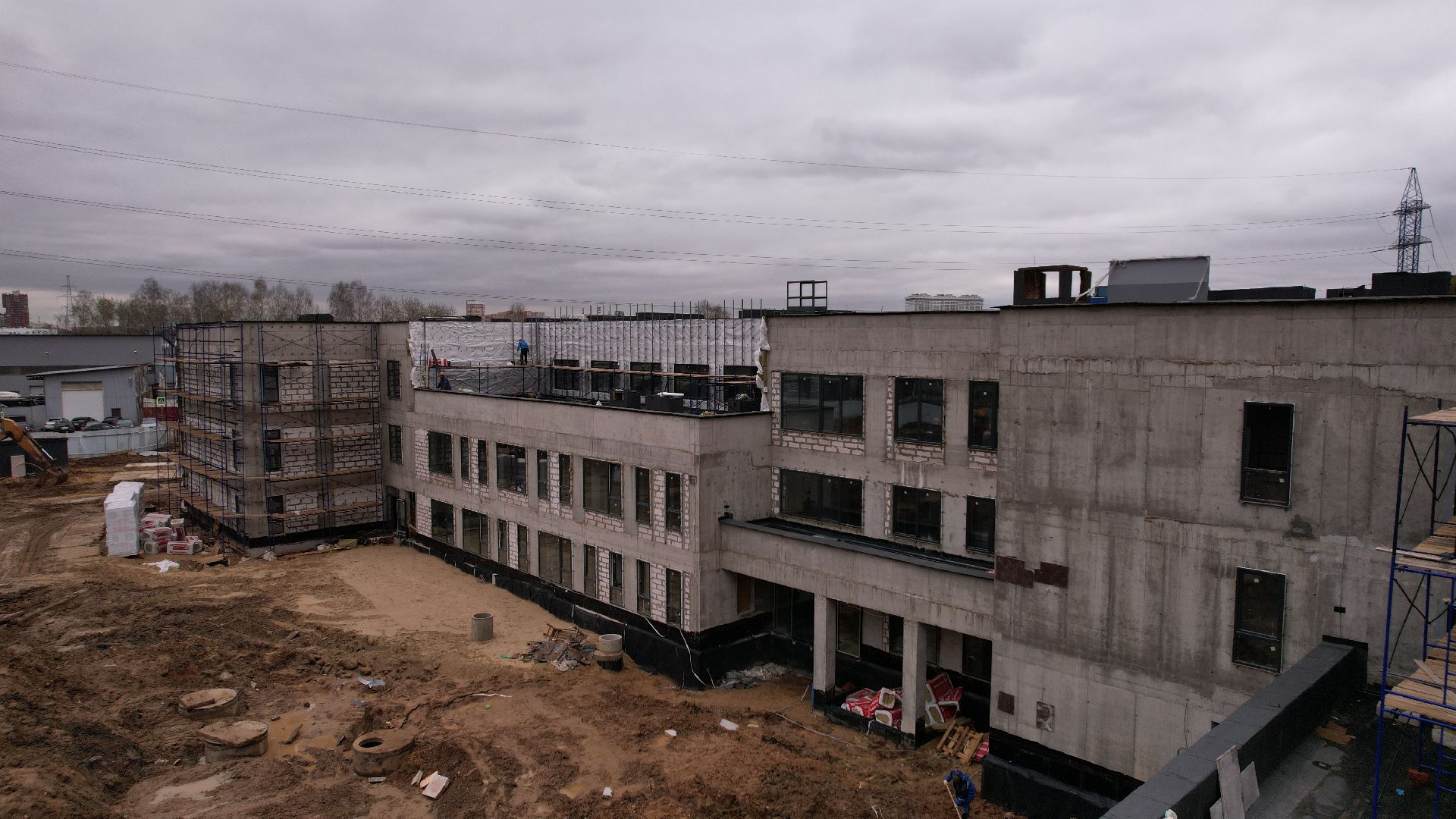 видео с коптера, строительство, детский сад, балашиха,