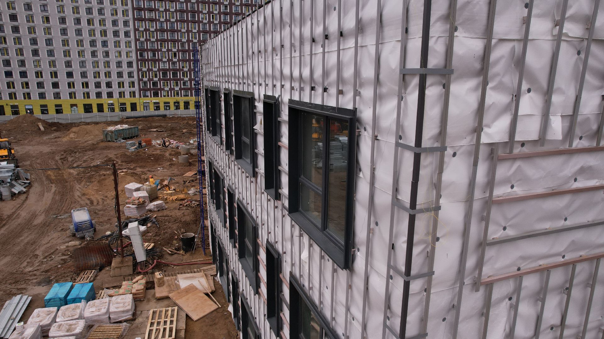 видео с коптера, строительство, детский сад, балашиха,