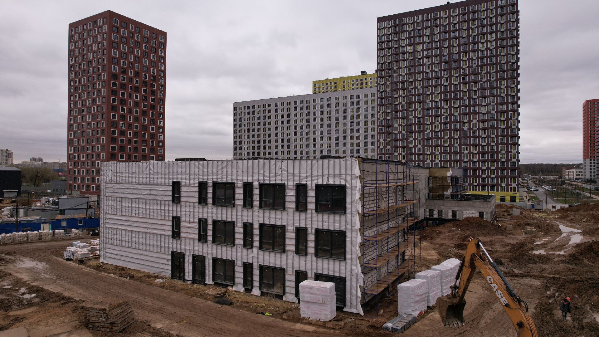 видео с коптера, строительство, детский сад, балашиха,