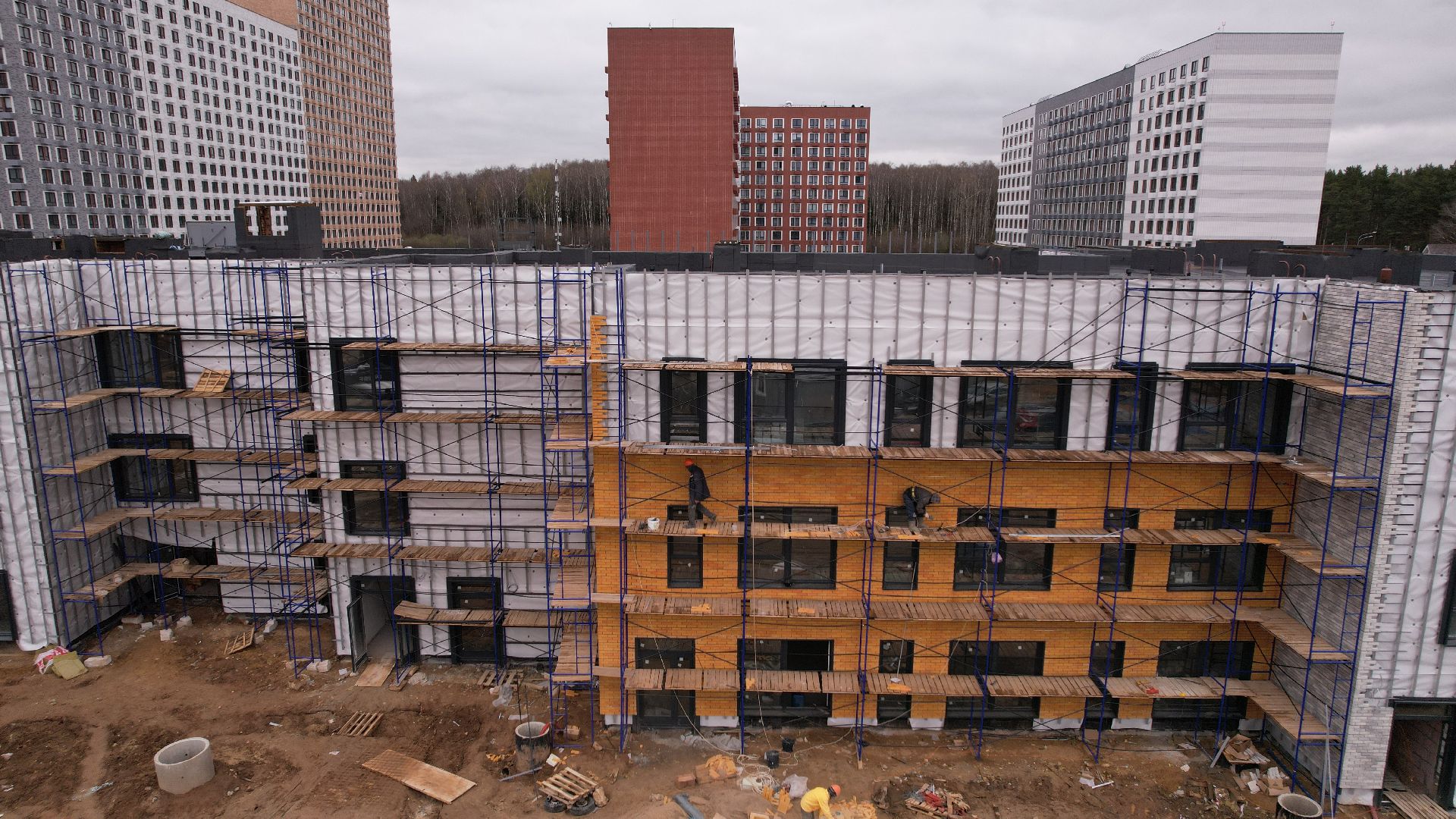 видео с коптера, строительство, детский сад, балашиха,