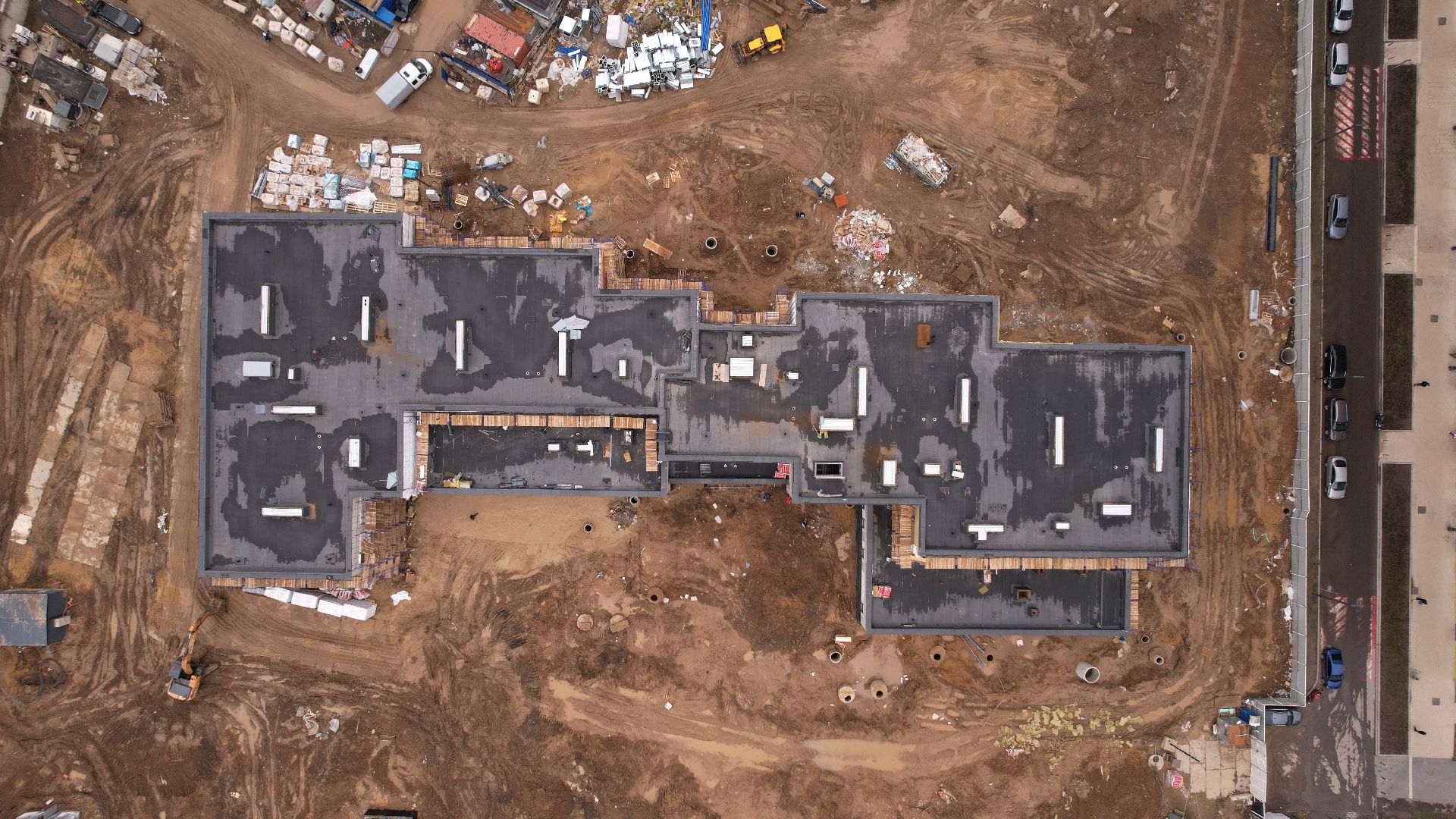 видео с коптера, строительство, детский сад, балашиха,