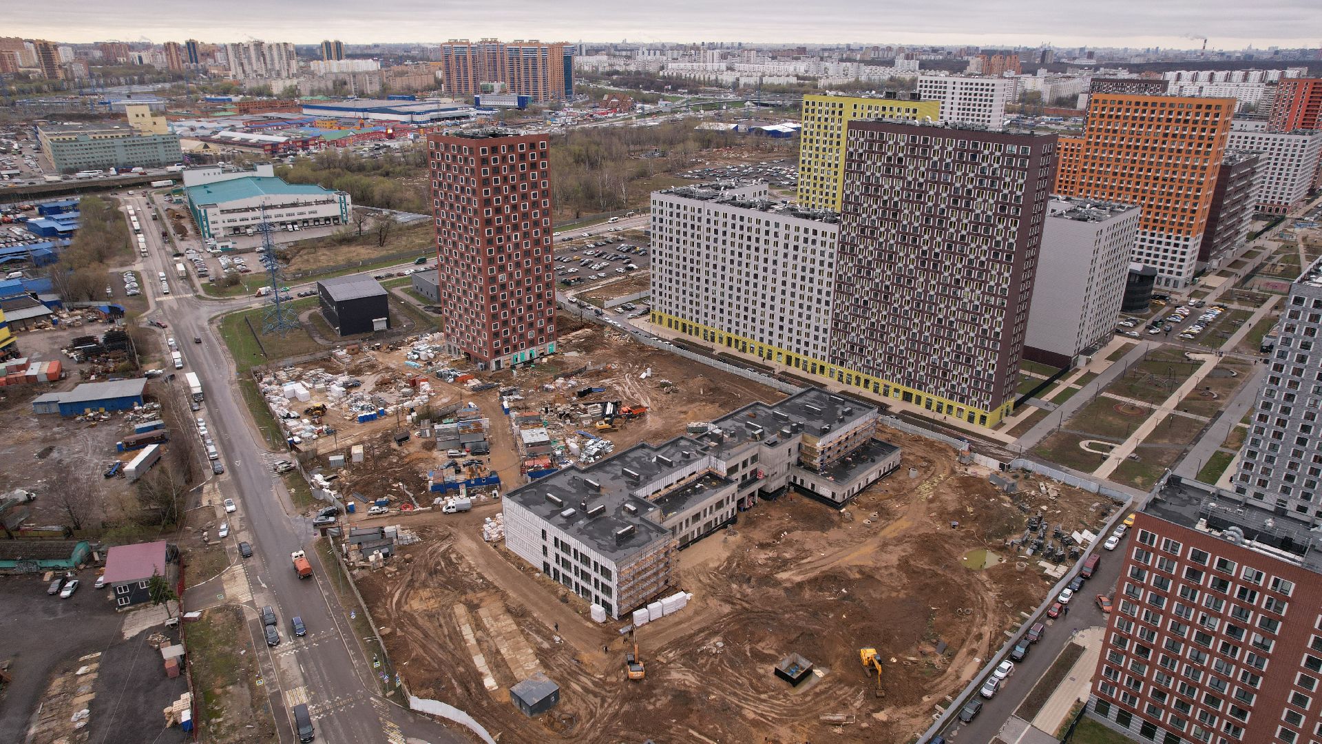 видео с коптера, строительство, детский сад, балашиха,