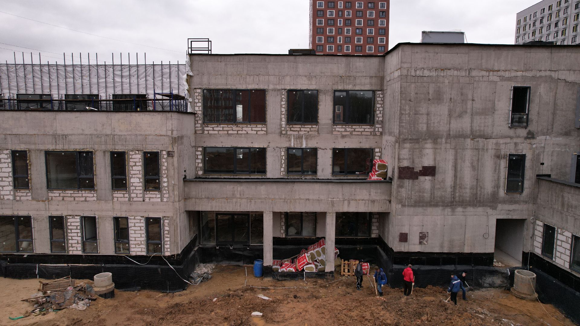 видео с коптера, строительство, детский сад, балашиха,