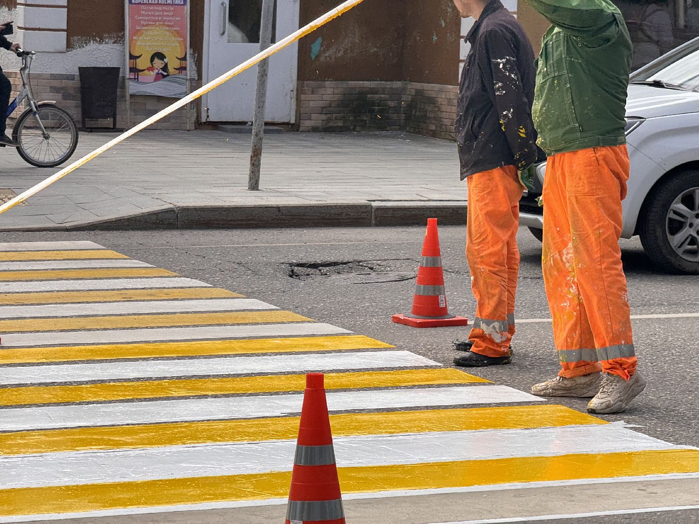 шаховская, разметка дороги, пешеходная разметка, покраска пешеходных переходов,