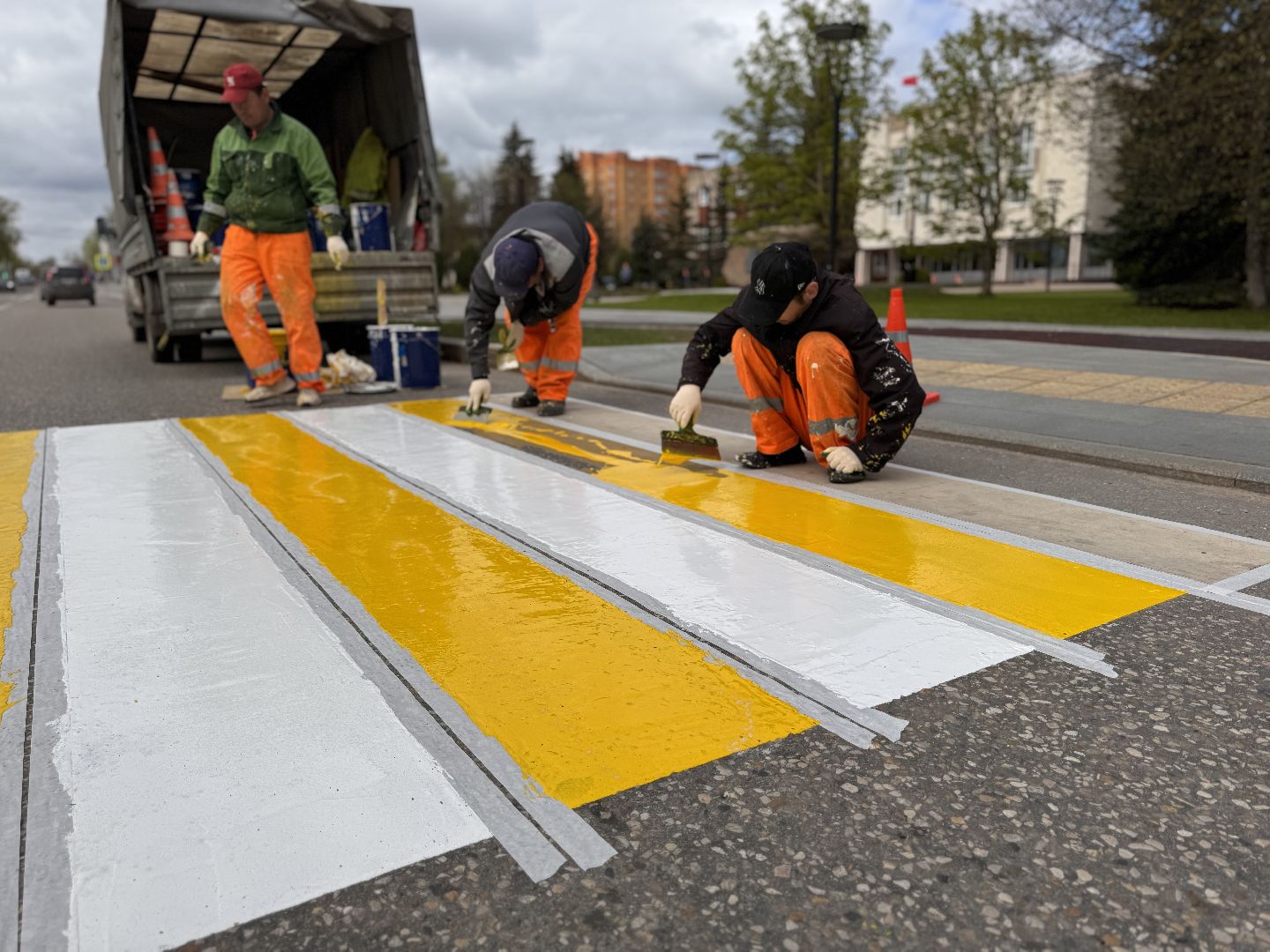 шаховская, разметка дороги, пешеходная разметка, покраска пешеходных переходов,