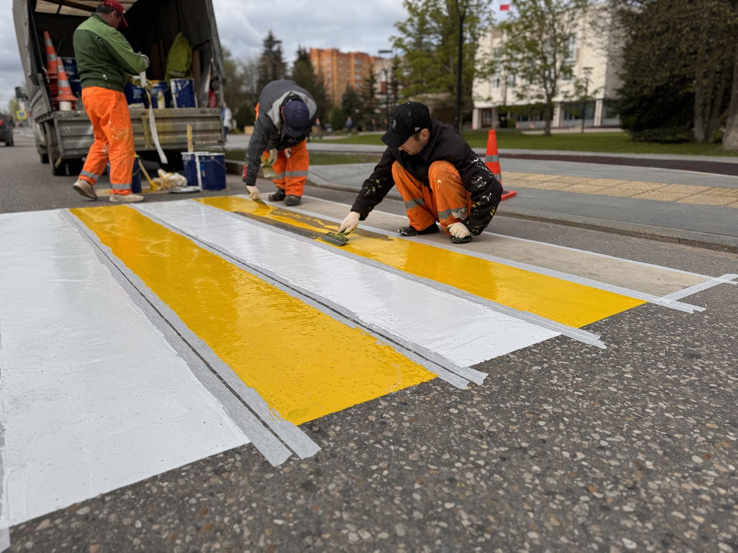 шаховская, разметка дороги, пешеходная разметка, покраска пешеходных переходов,