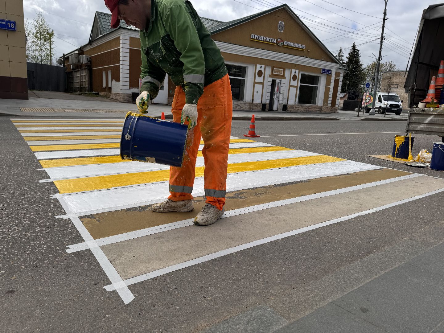 шаховская, разметка дороги, пешеходная разметка, покраска пешеходных переходов,