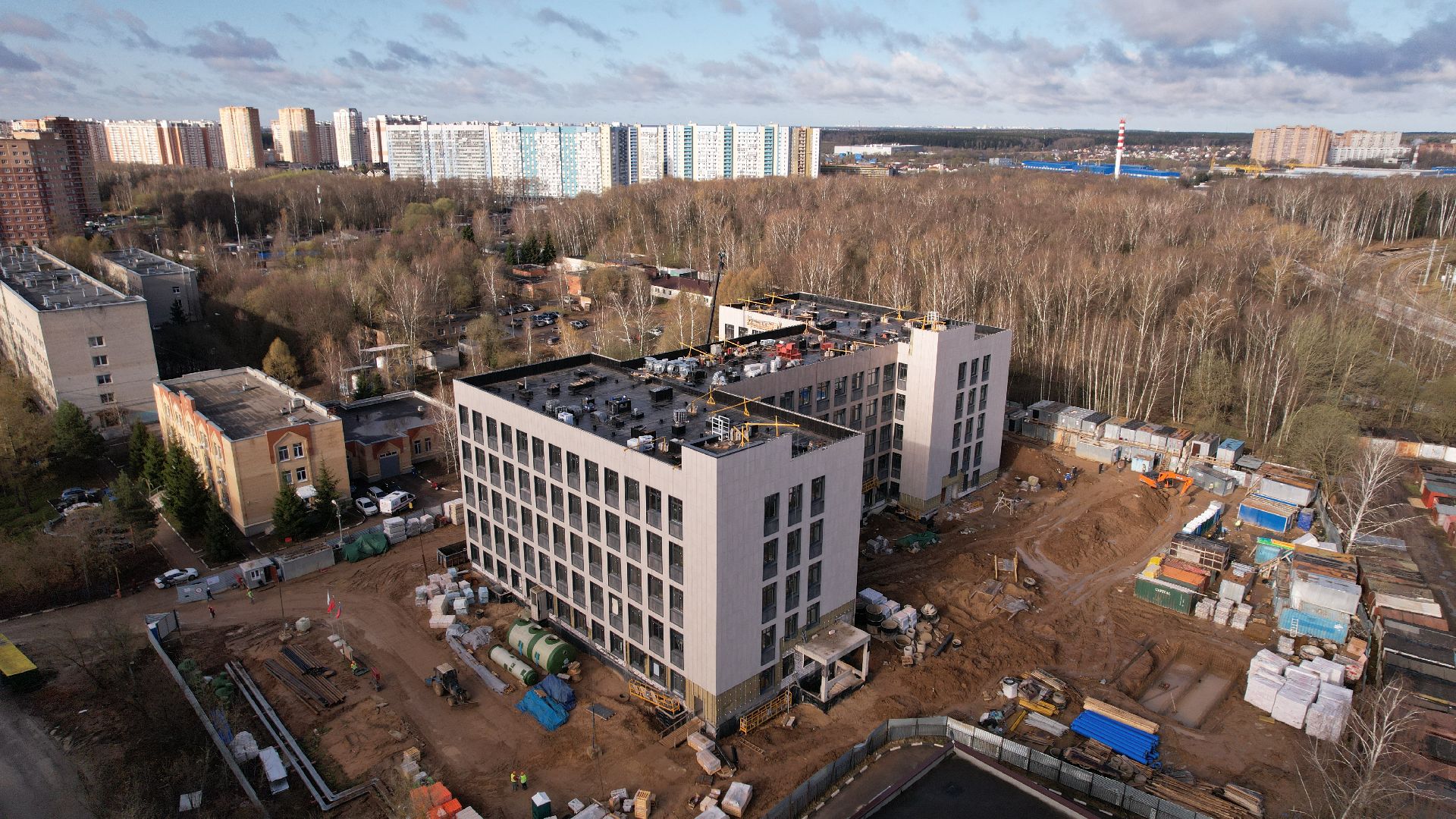 видео с коптера, поликлиника, лобня,