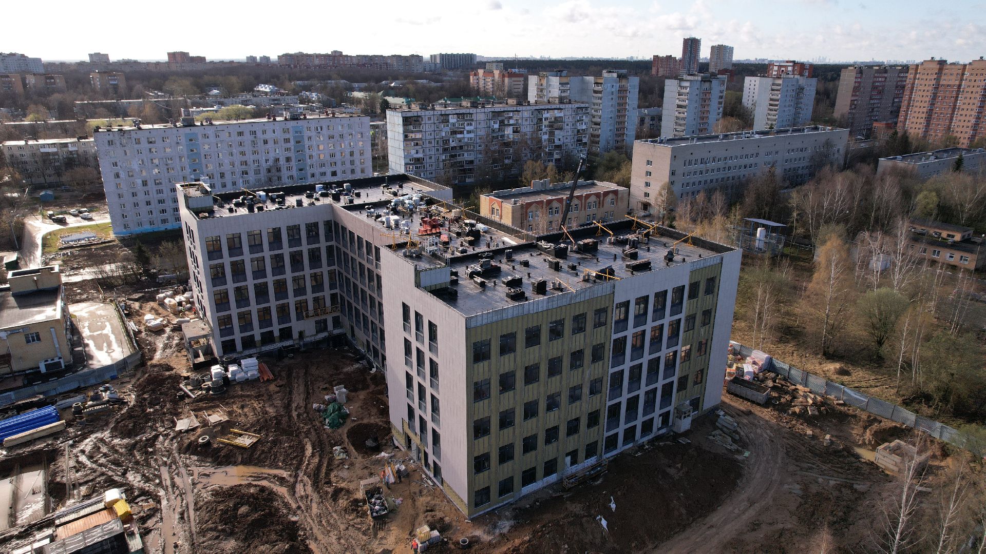 видео с коптера, поликлиника, лобня,