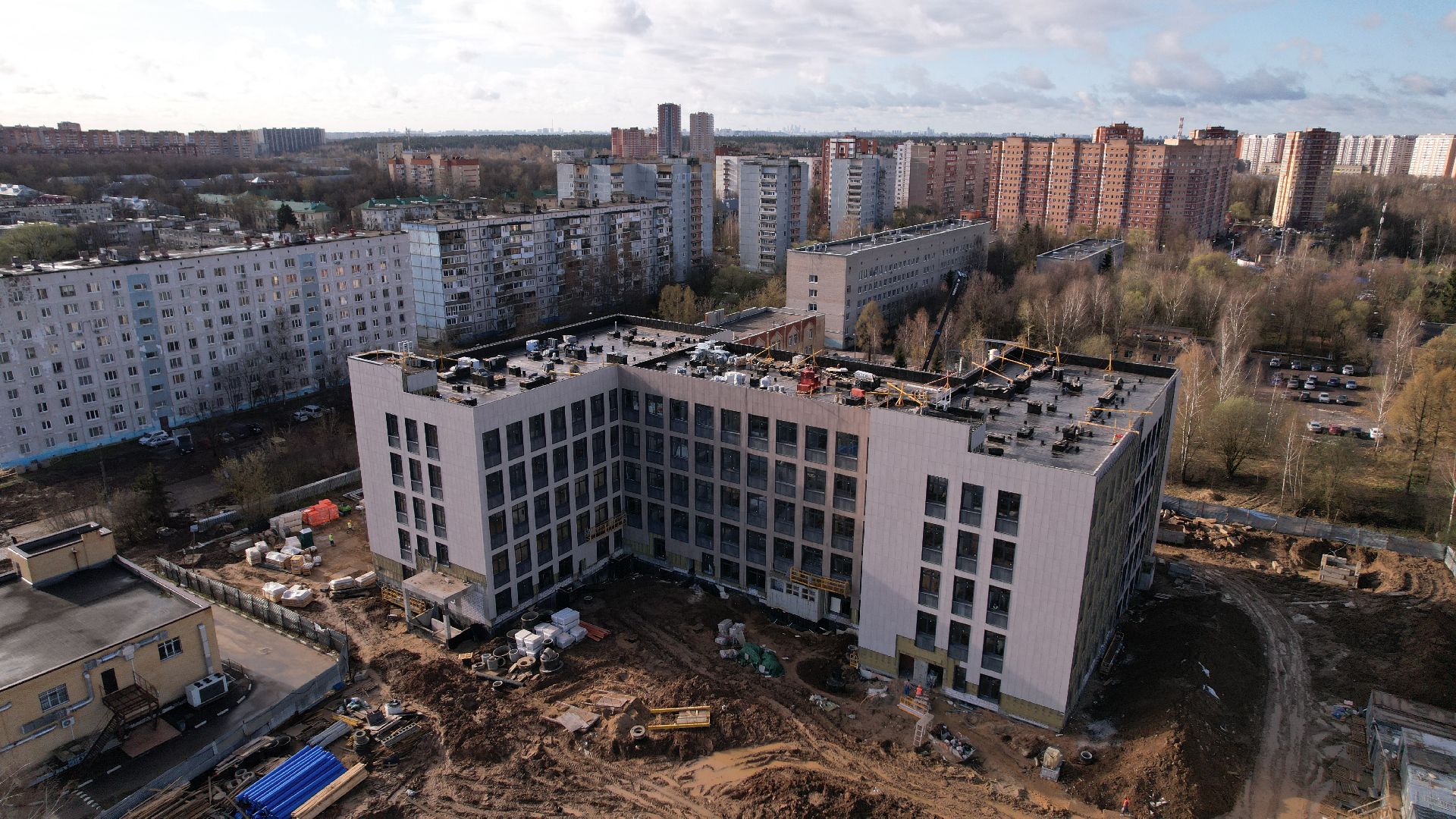 видео с коптера, поликлиника, лобня,