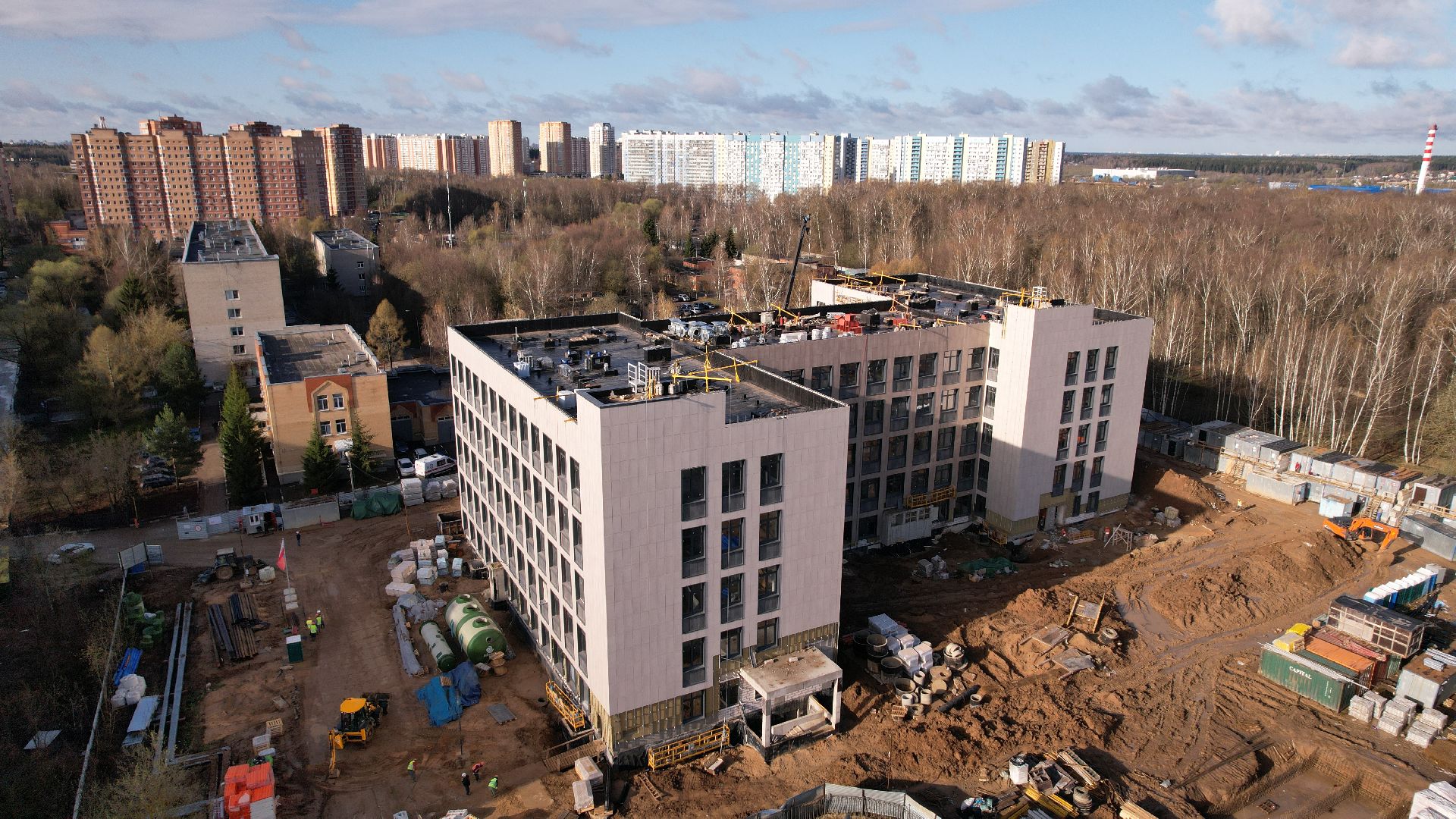 видео с коптера, поликлиника, лобня,