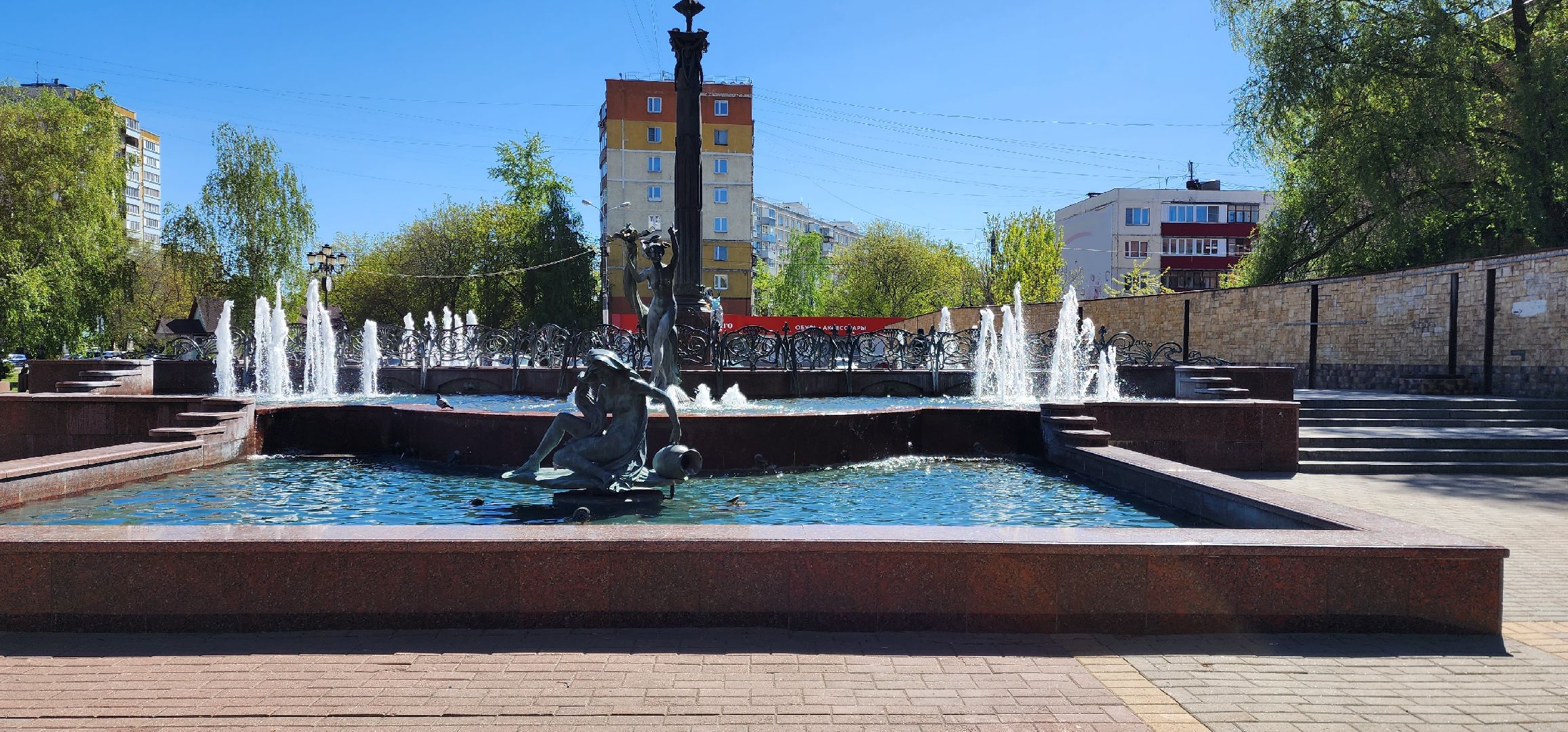 раменское, благоустройство, запуск фонтанов, фонтан времена года на площади молодежи,