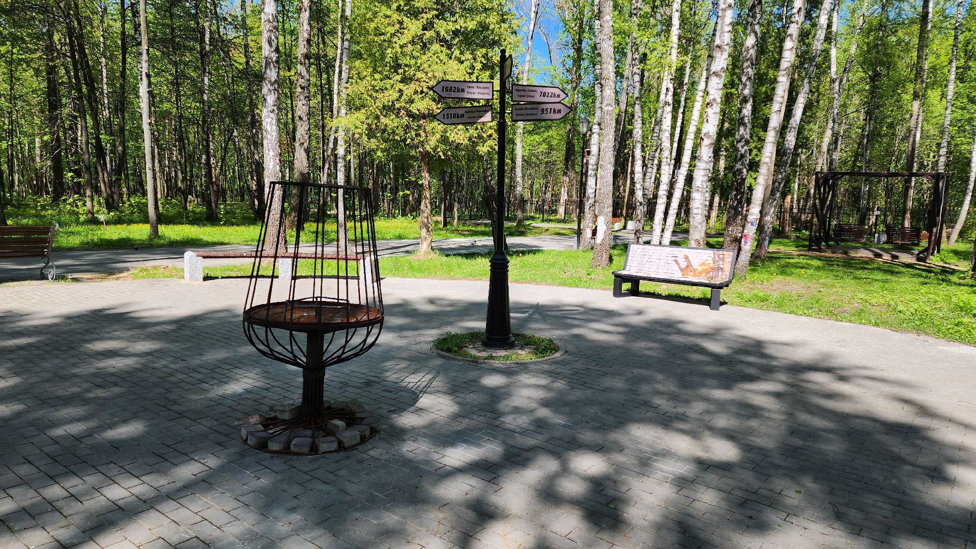 кашира, городской парк, скамейка мозаика, вежливый фонарь, новые объекты, благоустройство,