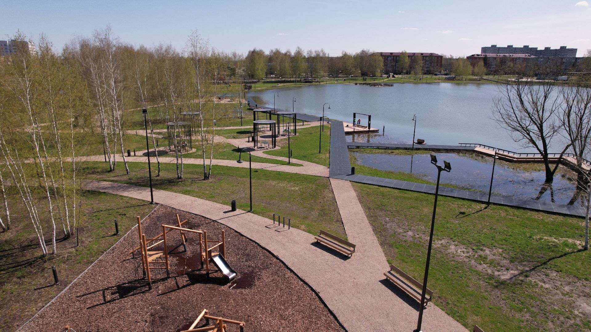 видео с коптера, электрогорск, благоустройство,